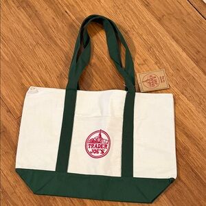 Trader Joe’s Green & Cream Tote Bag